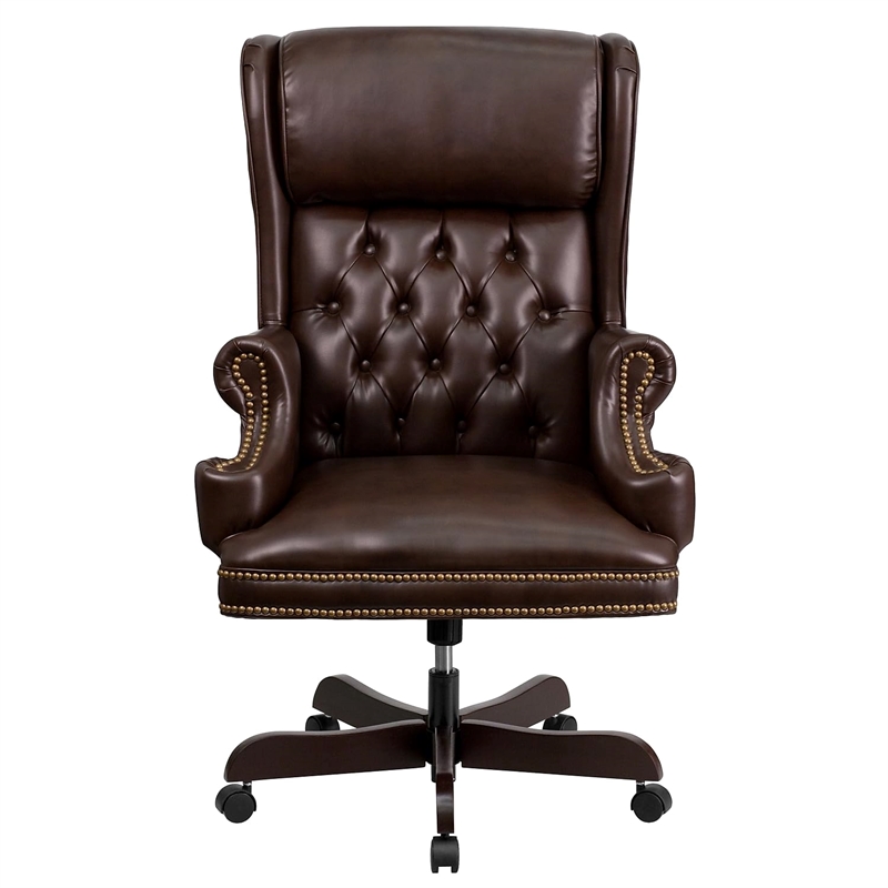 Scranton & Co High Back Upholstered Executive Office Chair in Brown