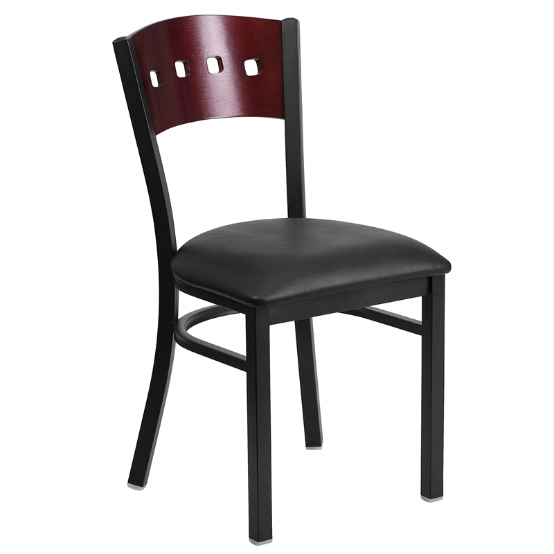 Scranton & Co Upholstered Restaurant Dining Chair in Mahogany and Black