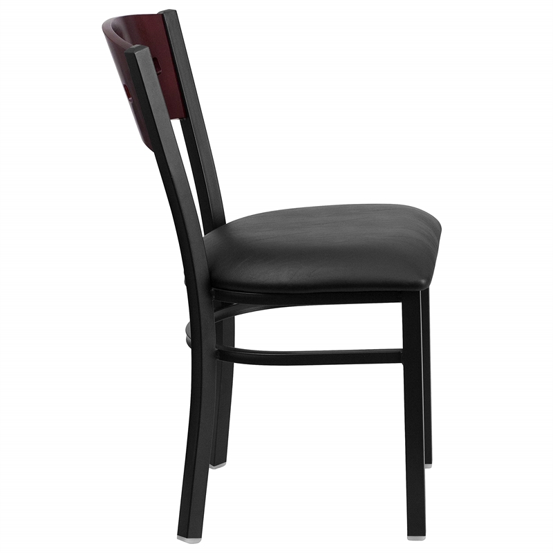 Scranton & Co Upholstered Restaurant Dining Chair in Mahogany and Black