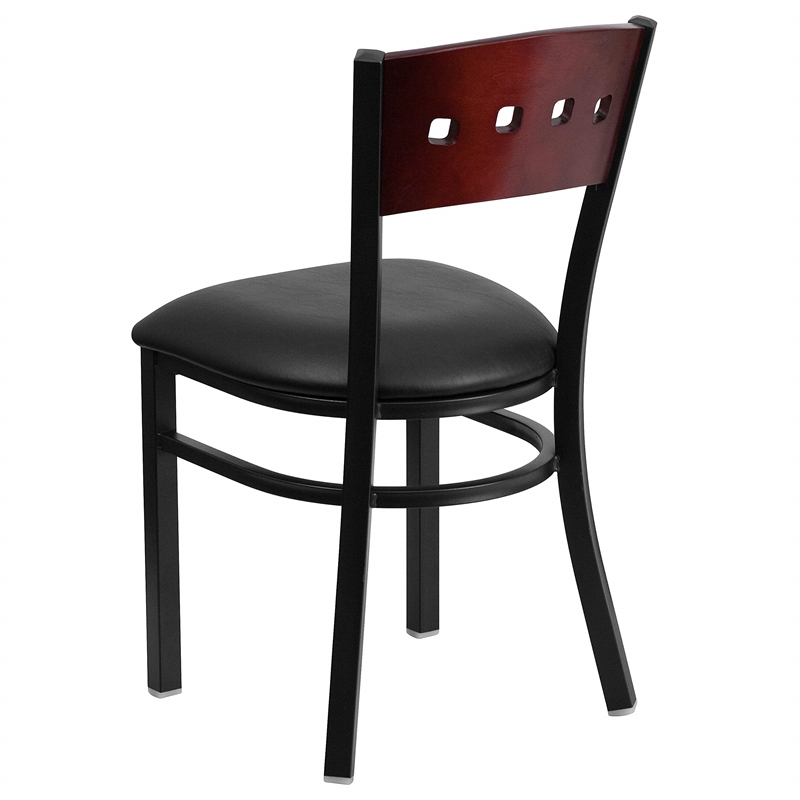 Scranton & Co Upholstered Restaurant Dining Chair in Mahogany and Black