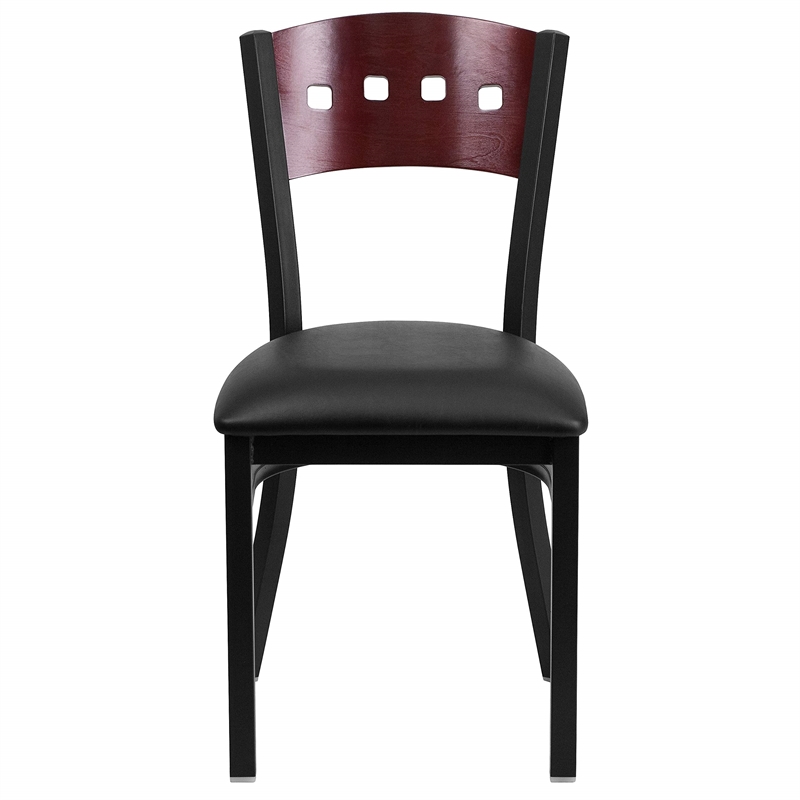 Scranton & Co Upholstered Restaurant Dining Chair in Mahogany and Black