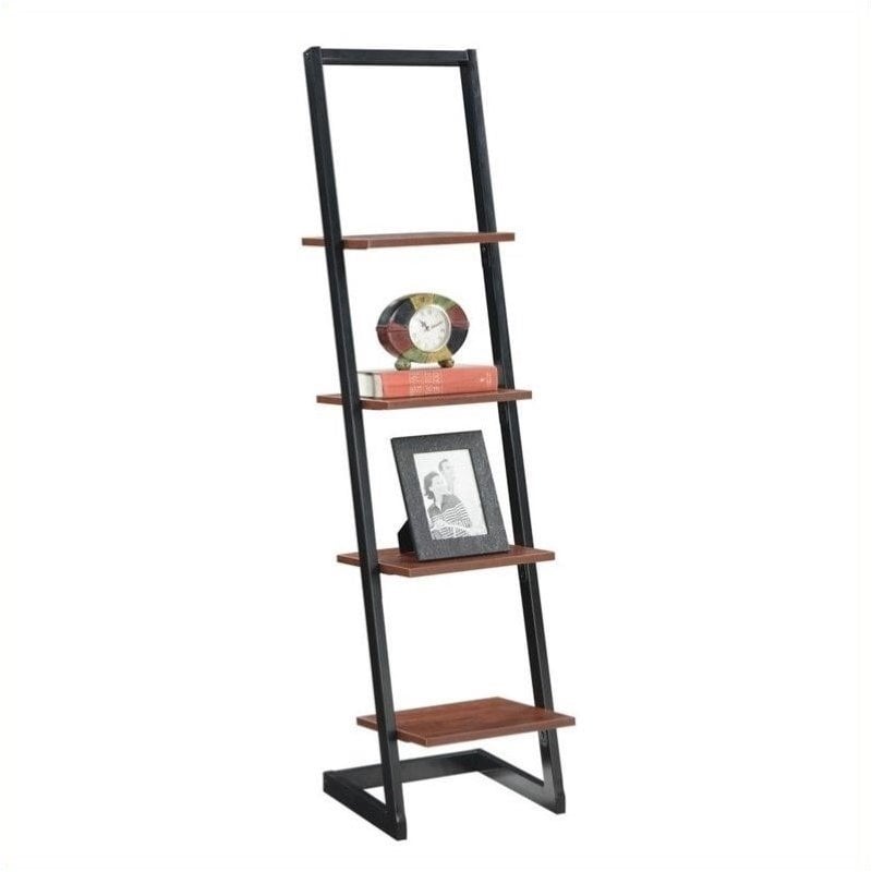 Scranton & Co 4 Tier Ladder Bookshelf in Black and Cherry