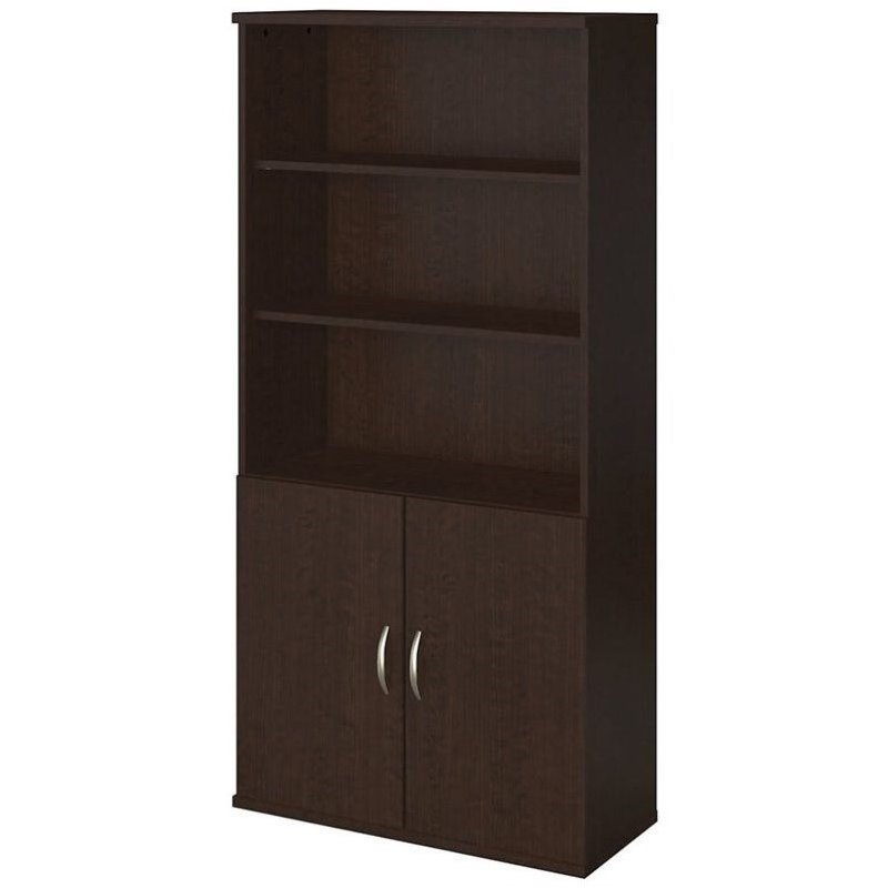 Scranton & Co 36W Bookcase with Doors in Mocha Cherry