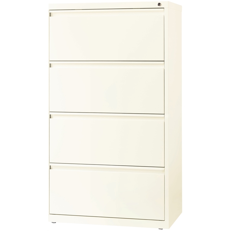 Scranton & Co Metal Off White Filing Cabinet Rectangular Dual Lock Bars 30
