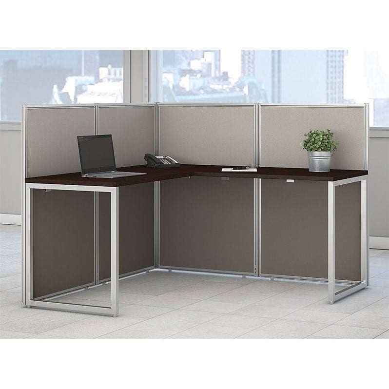 Scranton & Co L Shaped Wood Computer Desk in Mocha Cherry