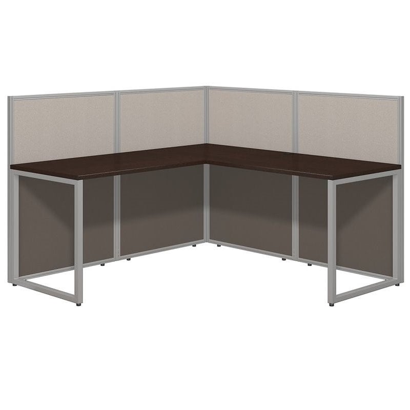 Scranton & Co L Shaped Wood Computer Desk in Mocha Cherry