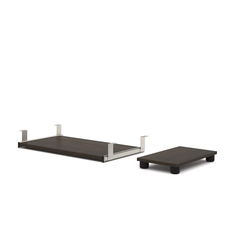 Scranton & Co Keyboard Shelf and Cpu Platform Set in Dark Chocolate