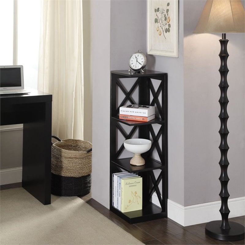 Scranton & Co 3 Shelf Corner Bookcase in Black