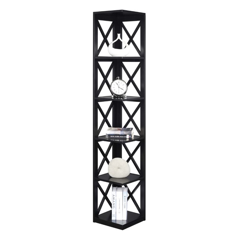 Scranton & Co Wood Black Corner Bookcase Rectangular 65.5
