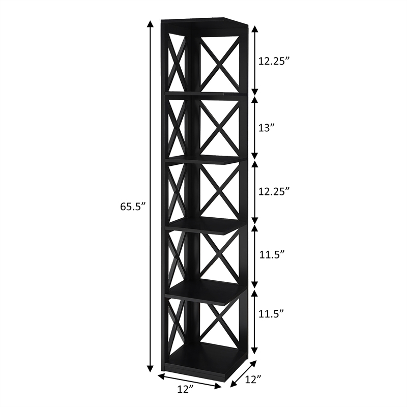 Scranton & Co Wood Black Corner Bookcase Rectangular 65.5