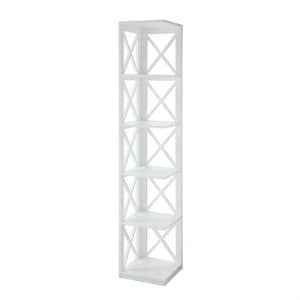 Scranton & Co 5 Shelf Transitional Wood Corner Bookcase in White