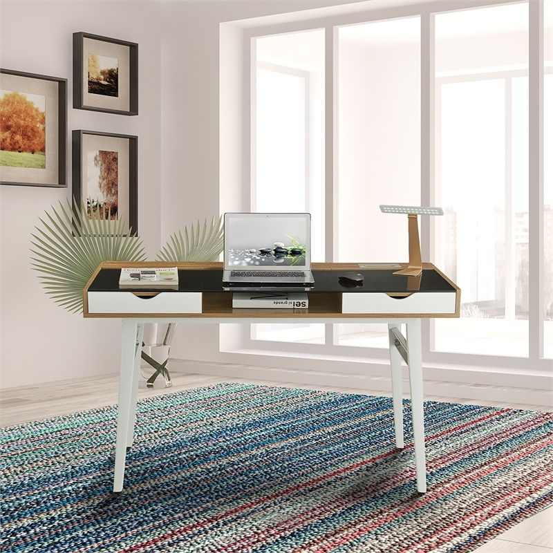 Scranton & Co Contemporary Wood Compact Computer Desk in Walnut