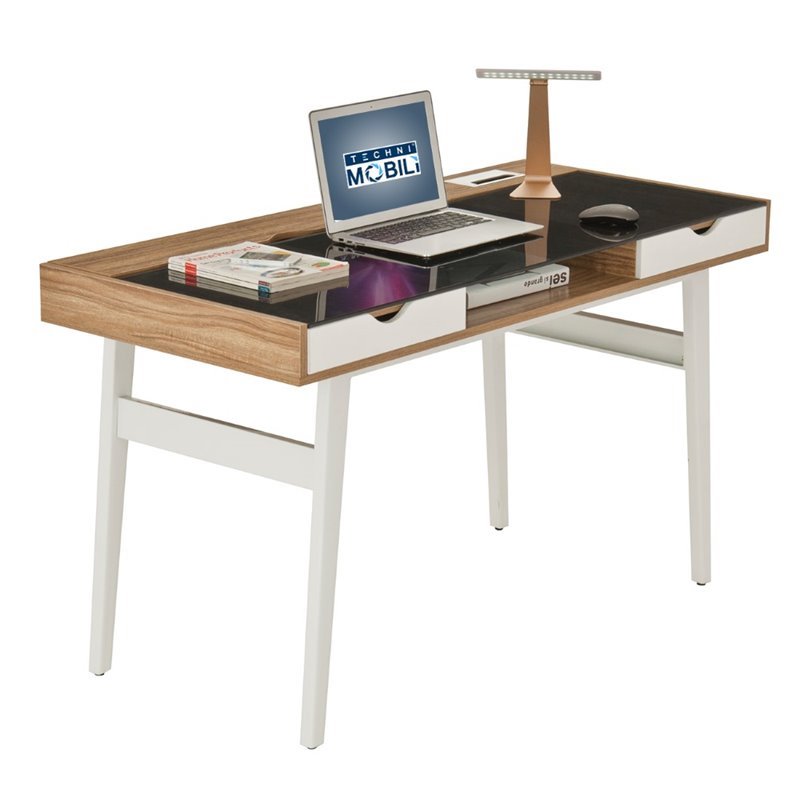 Scranton & Co Contemporary Wood Compact Computer Desk in Walnut