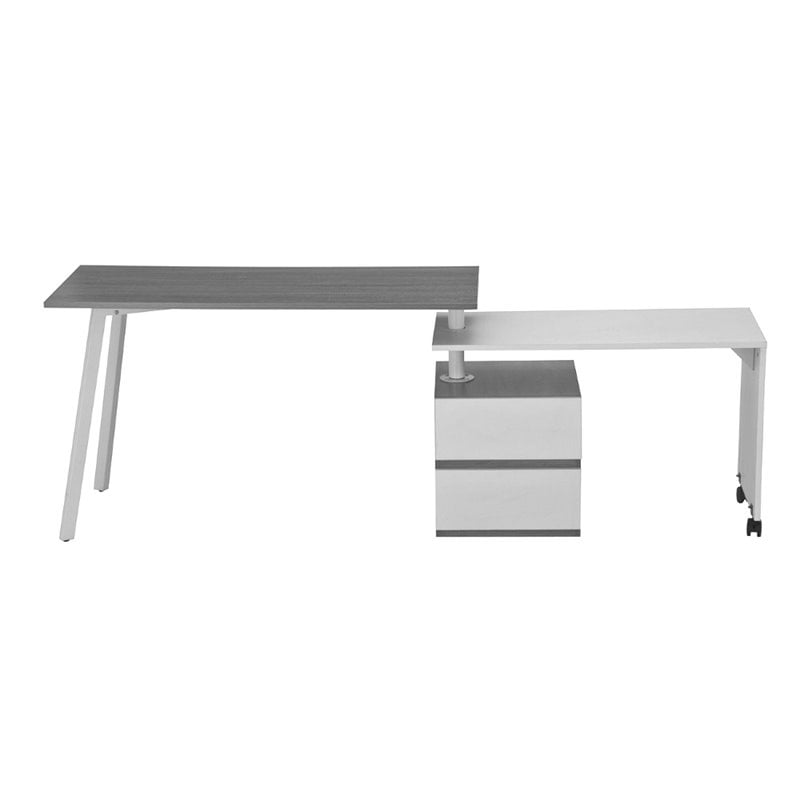 Scranton & Co Contemporary Wood Rotating Modular Computer Desk in Gray