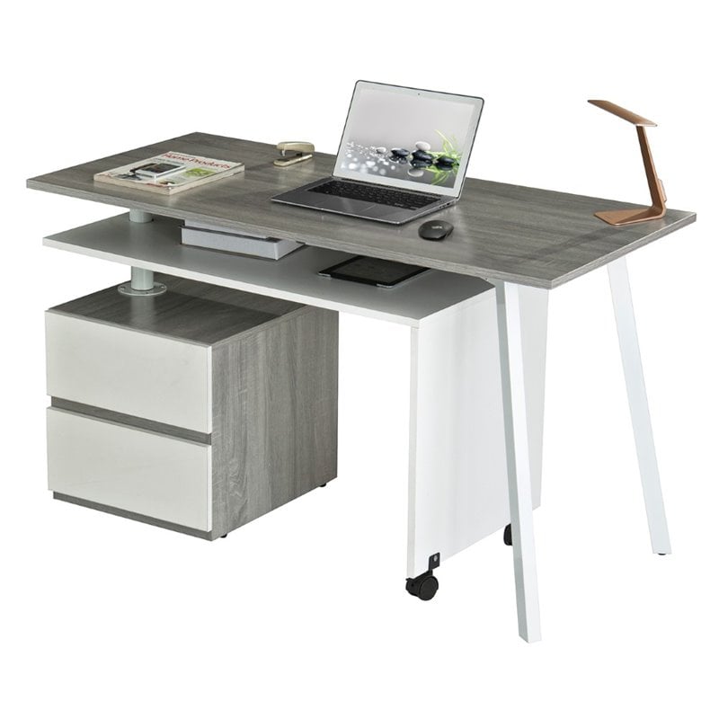 Scranton & Co Rotating Modular Computer Desk in Gray Cymax Business