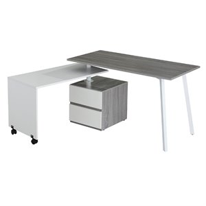 Scranton & Co Contemporary Wood Rotating Modular Computer Desk in Gray