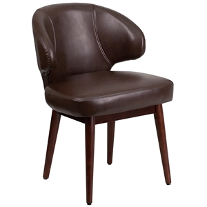 Scranton & Co Leather Lounge Chair in Brown and Walnut