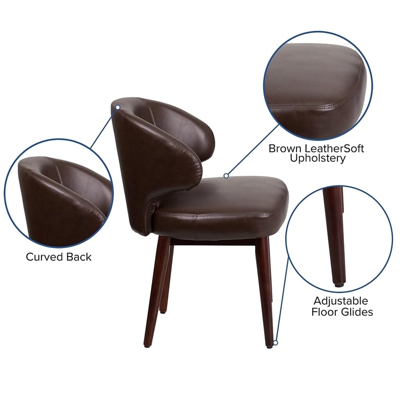 Scranton & Co Leather Lounge Chair in Brown and Walnut