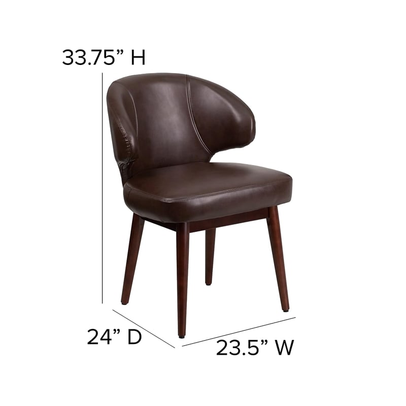 Scranton & Co Leather Lounge Chair in Brown and Walnut