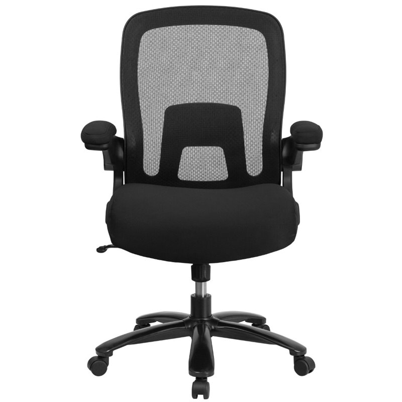 Scranton & Co Big and Tall Fabric Swivel Office Chair in Black