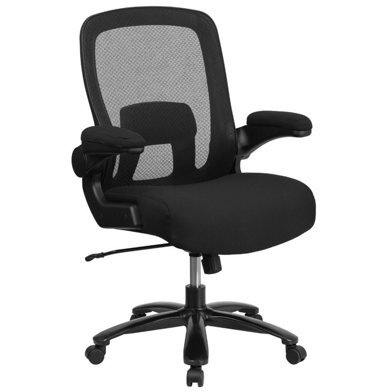 Scranton & Co Big and Tall Fabric Swivel Office Chair in Black