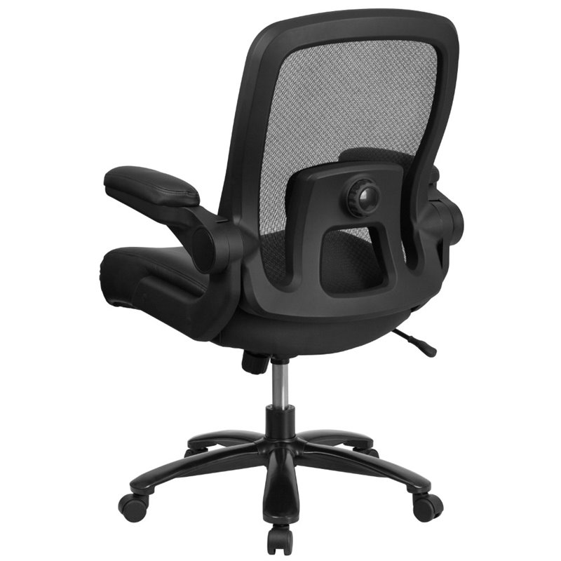 Scranton & Co Big and Tall Leather Swivel Office Chair in Black