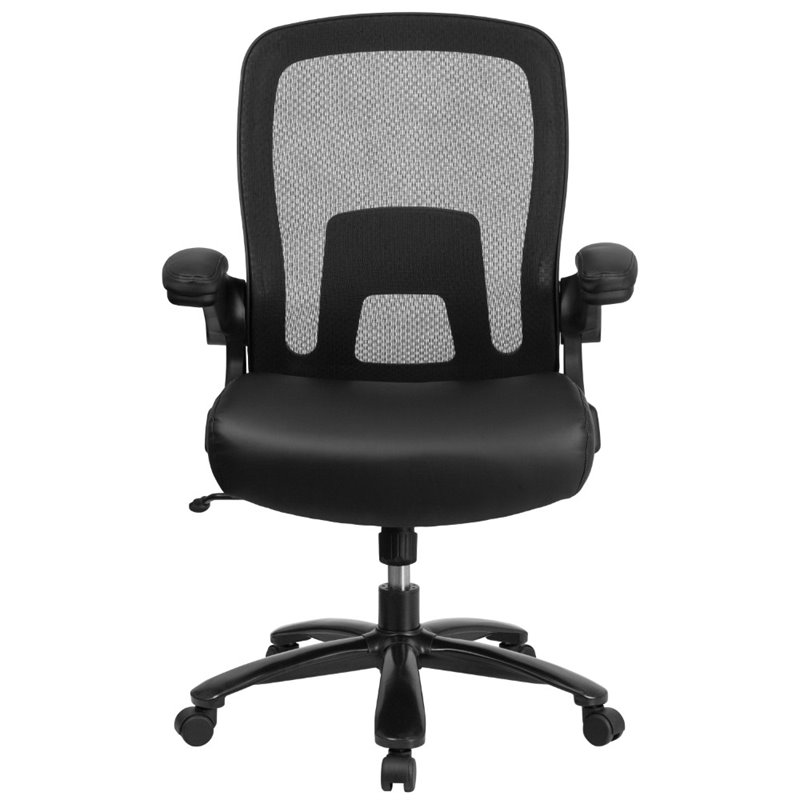 Scranton & Co Big and Tall Leather Swivel Office Chair in Black