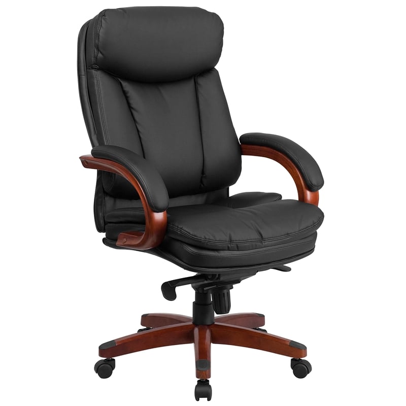 Scranton & Co Contemporary Leather High Back Swivel Office Chair in Black