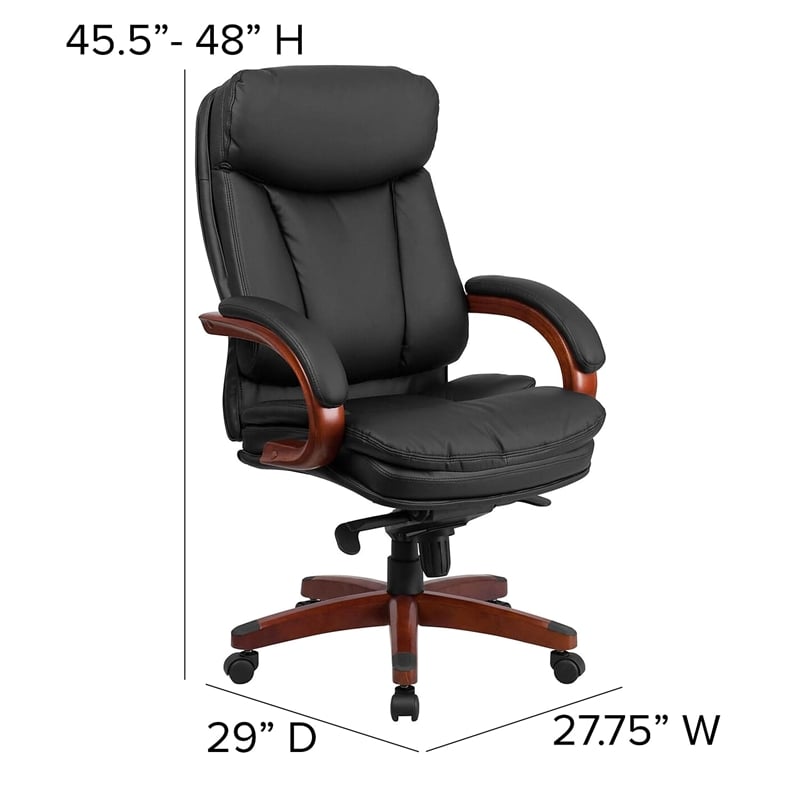 Scranton & Co Contemporary Leather High Back Swivel Office Chair in Black