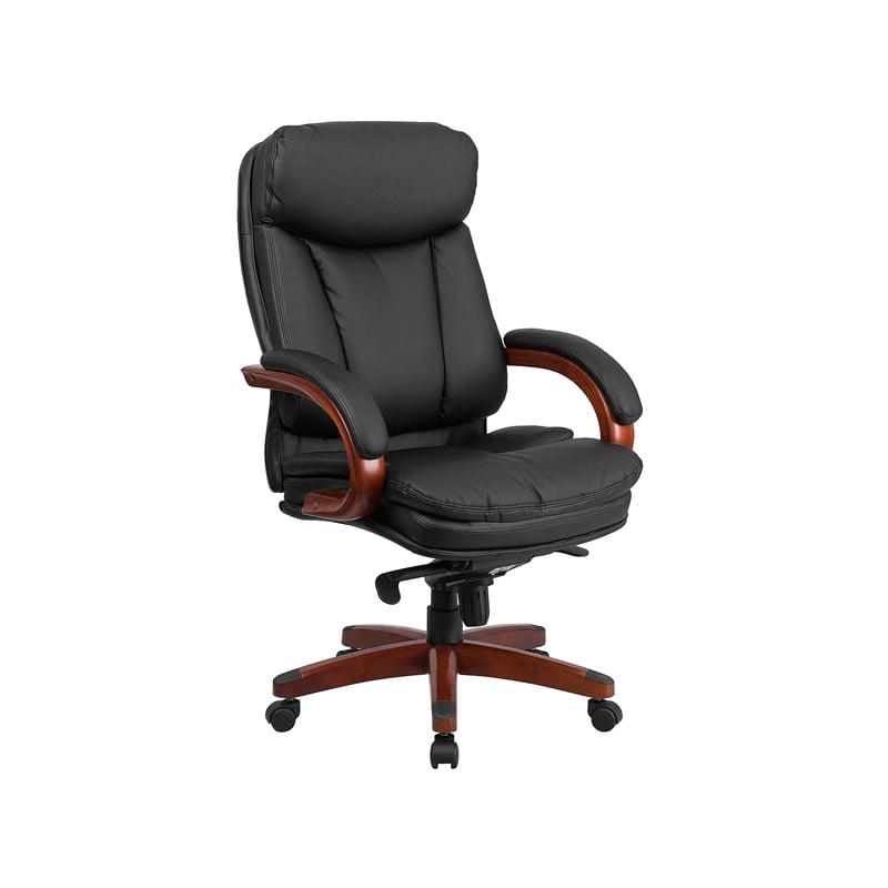 Scranton & Co Contemporary Leather High Back Swivel Office Chair in Black