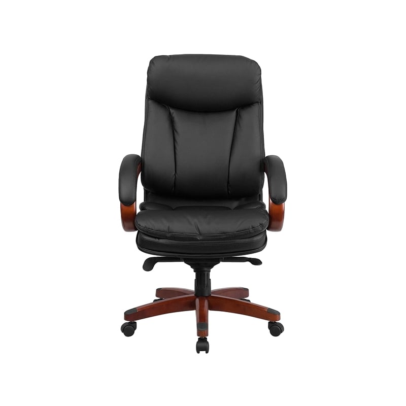 Scranton & Co Contemporary Leather High Back Swivel Office Chair in Black