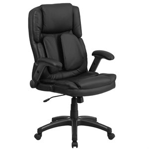 scranton & co high back leather swivel office chair in black