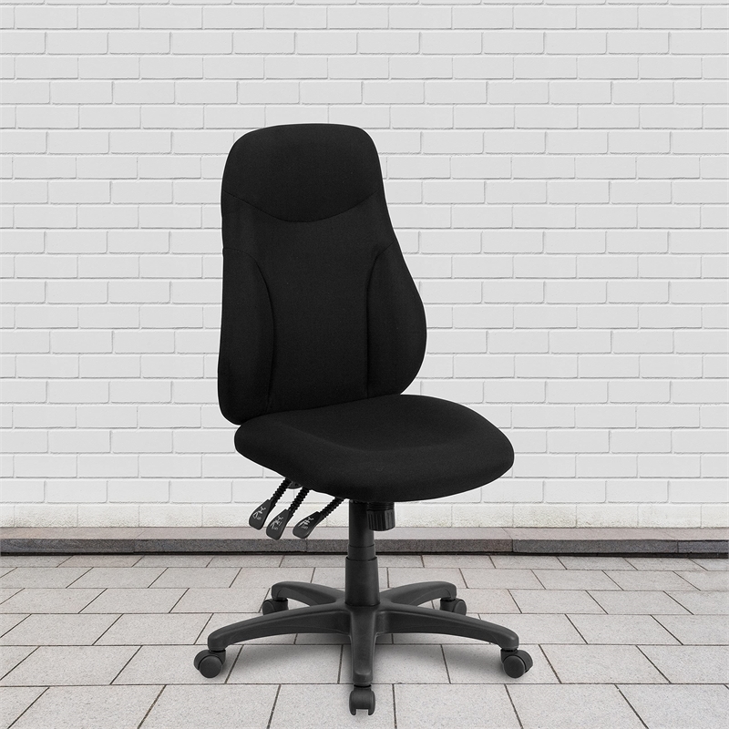 Scranton & Co High Back Fabric Swivel Office Chair in Black