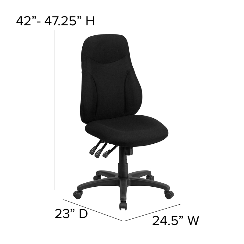 Scranton & Co High Back Fabric Swivel Office Chair in Black