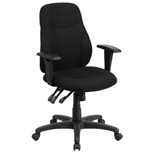 Scranton & Co Mid Back Fabric Swivel Office Chair in Black