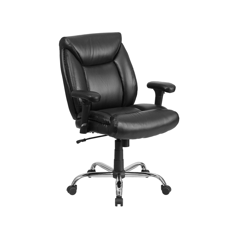 Scranton & Co Big and Tall Leather Swivel Office Chair in Black