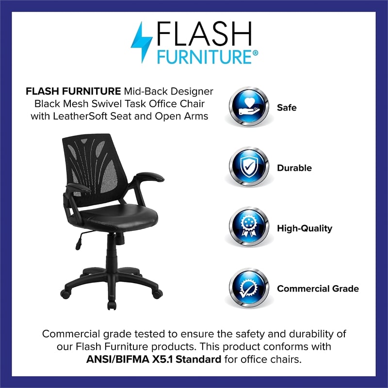 Scranton & Co Leather Swivel Office Chair in Black