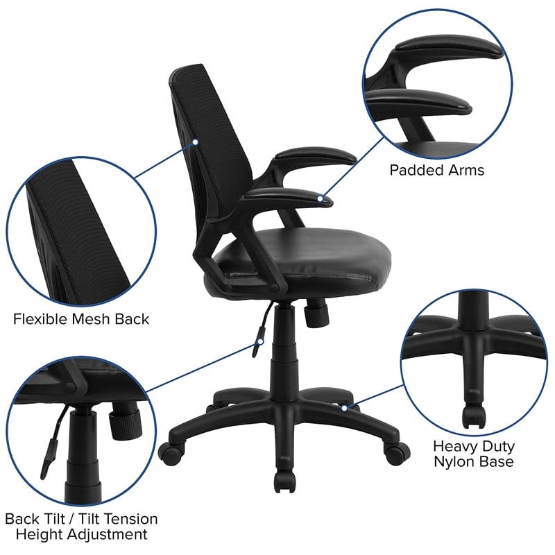 Scranton & Co Leather Swivel Office Chair in Black