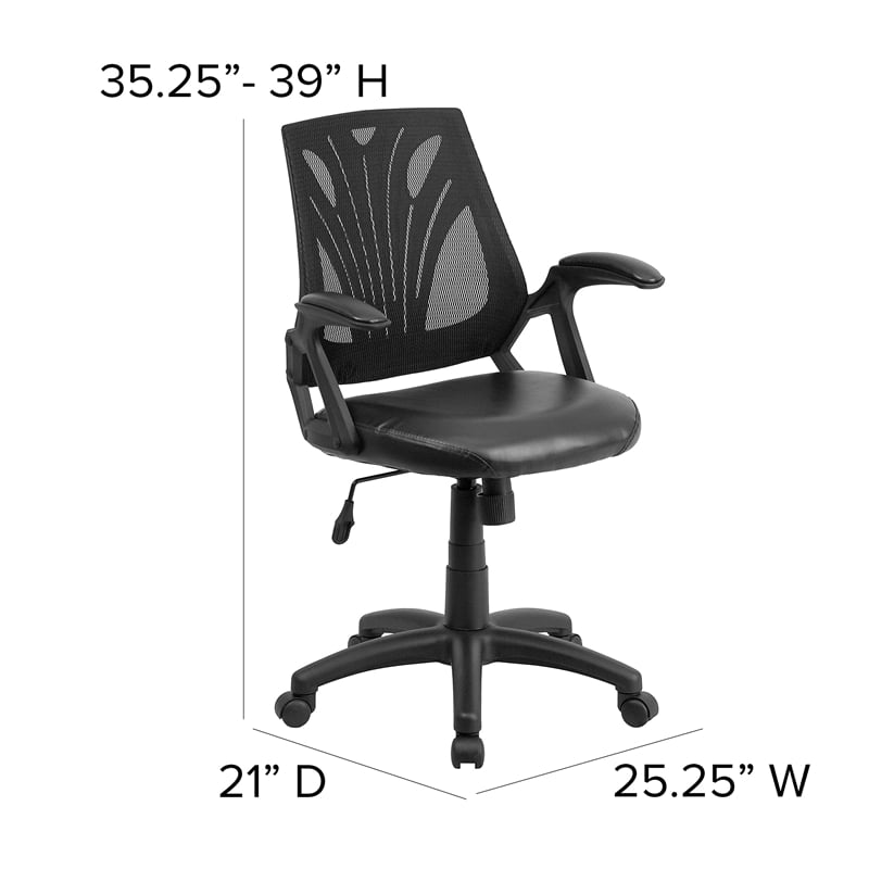 Scranton & Co Leather Swivel Office Chair in Black