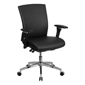 Scranton & Co 18.5&quot Leather Mid-Back Swivel Office Chair in Black