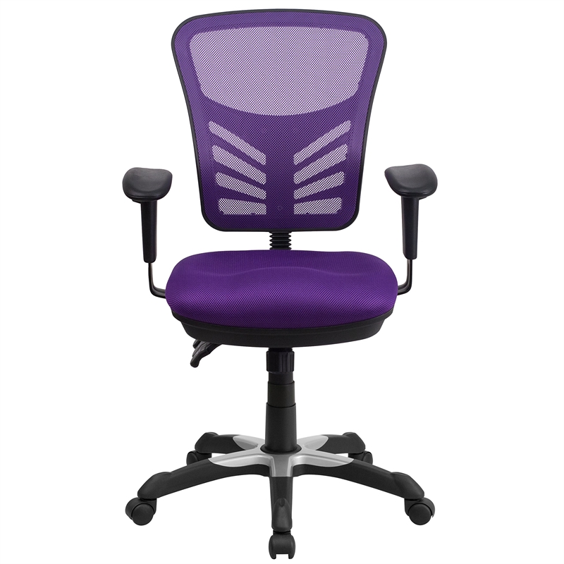Scranton & Co Mesh Fabric Mid Back Swivel Office Chair in Purple