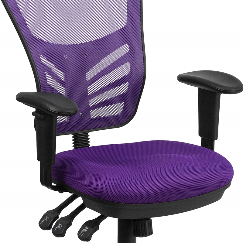Scranton & Co Mesh Fabric Mid Back Swivel Office Chair in Purple