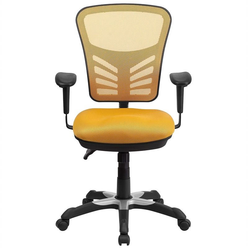 Scranton & Co Mid Back Mesh Swivel Office Chair in Yellow