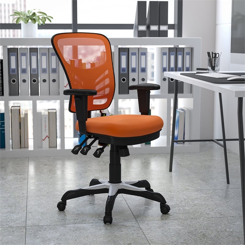 Scranton & Co Mid Back Mesh Swivel Office Chair in Orange