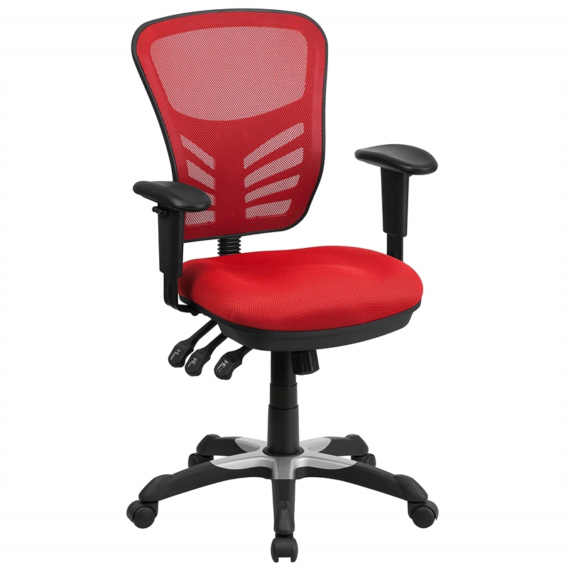 Scranton & Co Mid Back Mesh Swivel Office Chair in Red