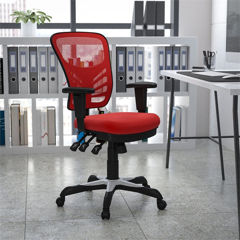Scranton & Co Mid Back Mesh Swivel Office Chair in Red