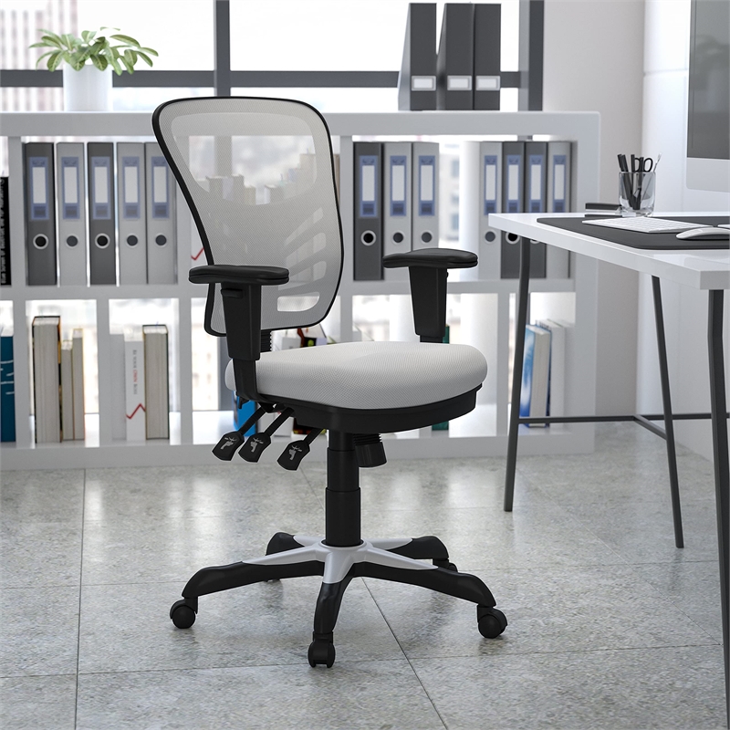 Scranton & Co Mid Back Mesh Swivel Office Chair in White