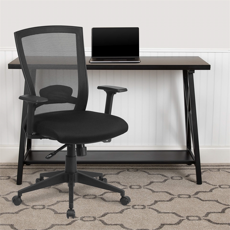 Scranton & Co Mid Back Mesh Swivel Office Chair in Black