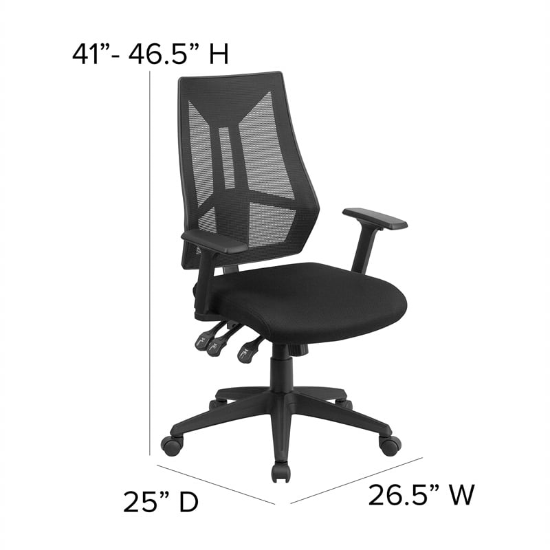 Scranton & Co Mesh Fabric Mid Back Swivel Office Chair in Black