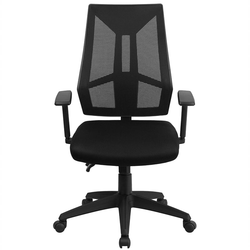 Scranton & Co Mesh Fabric Mid Back Swivel Office Chair in Black